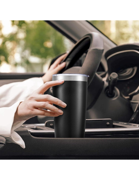 Taza de viaje Orebigo 20 oz acero inoxidable negro aislada