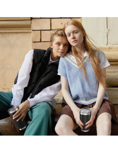 Taza de viaje Orebigo 20 oz acero inoxidable negro aislada