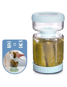 Tarro de Pepinillos Azul Claro 34oz con Colador Invertido