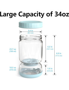 Tarro de Pepinillos Azul Claro 34oz con Colador Invertido 2