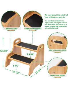 Taburete de Madera StrongTek 2 Pasos Antideslizante Natural 2