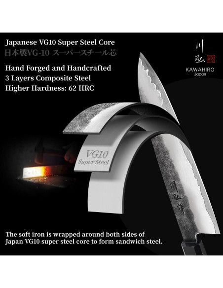 Cuchillo de Chef Japonés KAWAHIRO KH-6601 21cm Forjado VG10