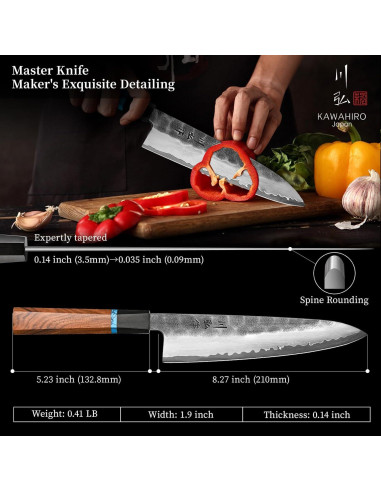 Cuchillo de Chef Japonés KAWAHIRO KH-6601 21cm Forjado VG10