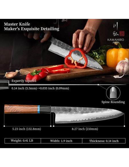 Cuchillo de Chef Japonés KAWAHIRO KH-6601 21cm Forjado VG10
