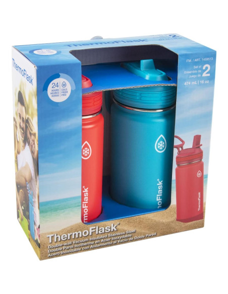 Botellas de Agua ThermoFlask para Niños 473 ml - Rojo/Azul
