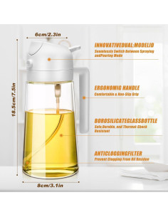 Botella de Spray de Aceite de Oliva XBllcyiv 470ml Vidrio Beige 2