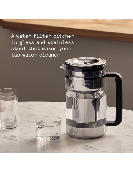Purificador de Jarra de Agua aarke de Vidrio 1.66L Libre BPA