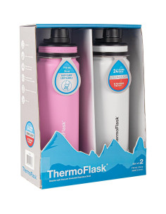 Juego de 2 Botellas de Agua ThermoFlask 710 ml Aisladas Doble Pared 2