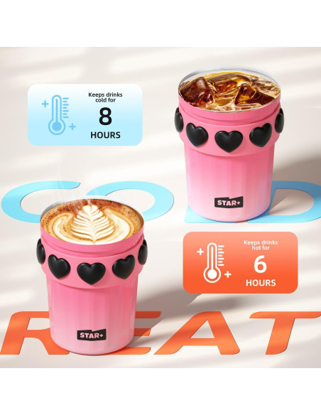 Taza de viaje SDGA+ 355 ml acero inoxidable rosa térmica