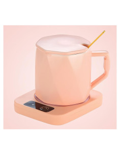 Calentador de Tazas de Café XYJ con Taza y Cuchara Rosa