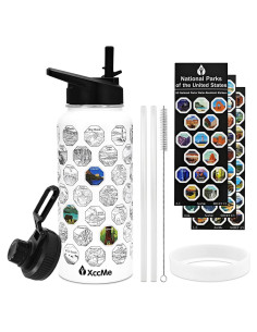 Botella de Agua Aislada XccMe 32 oz con Calcomanías de Parques