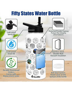 Botella de Agua Aislada XccMe 32 oz con Calcomanías de Parques 2