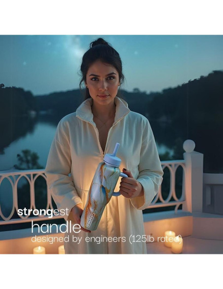 Taza Aislada 36 oz The Coldest Water con Asa y Popote Negro