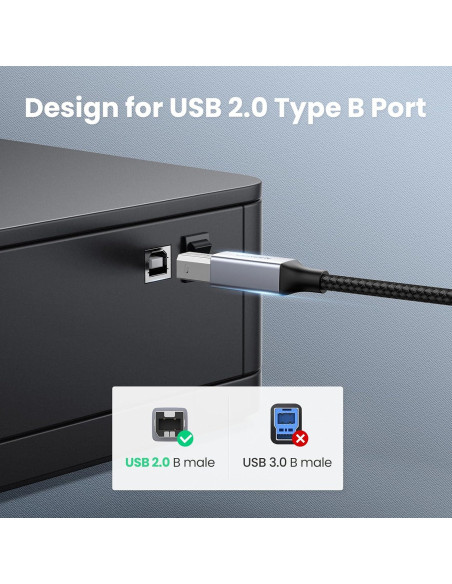 Cable USB B a USB C UGREEN 0.91 m para Impresora y MIDI