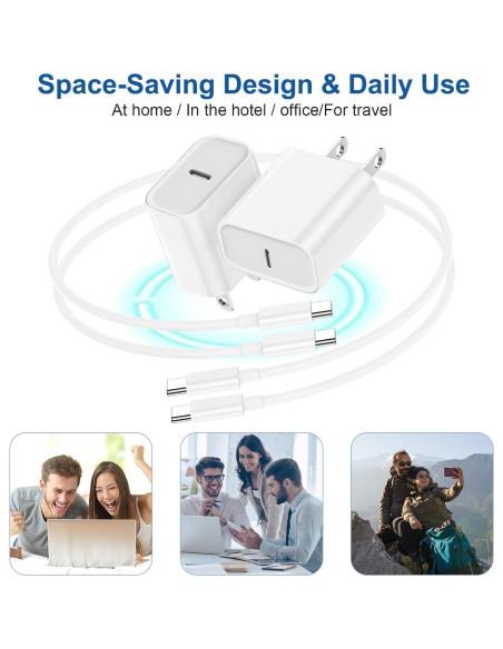 Cargador Rápido USB C 20W para iPad Pro/Air/Mini - 2 Piezas Cargador Rápido USB C 20W para iPad Pro/Air/Mini - 2 Piezas
