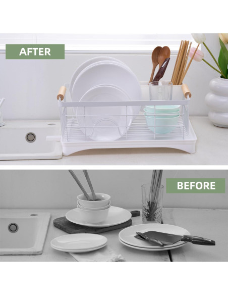 Escurridor de Platos AppleTofu Blanco con Bandeja de Drenaje