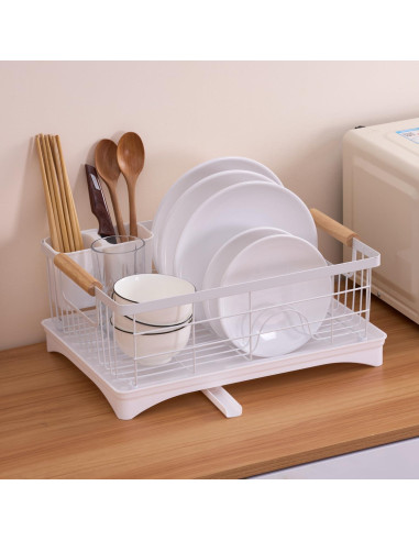 Escurridor de Platos AppleTofu Blanco con Bandeja de Drenaje