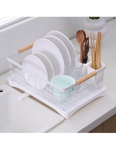 Escurridor de Platos AppleTofu Blanco con Bandeja de Drenaje