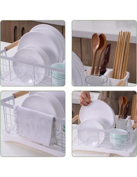 Escurridor de Platos AppleTofu Blanco con Bandeja de Drenaje