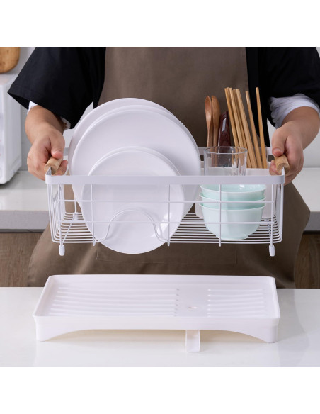 Escurridor de Platos AppleTofu Blanco con Bandeja de Drenaje