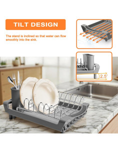Escurridor de Platos Expandible PINCHENG Acero Inoxidable Gris 2
