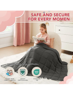 Manta con peso CuteKing 3.2kg 101.6x152.4cm Gris Microfibra 2