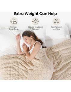 Manta con peso Drewin 15lbs (6.8kg) Jacquard Beige 152x203cm 2