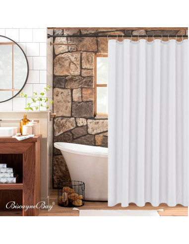 Cortina de Ducha de Tela Blanca Biscaynebay 182.88 cm x 182.88 cm