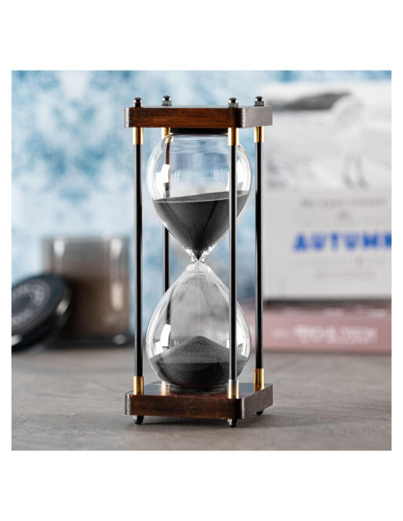 Temporizador de Arena SAMLONG 60 Minutos Madera Negra Temporizador de Arena SAMLONG 60 Minutos Madera Negra