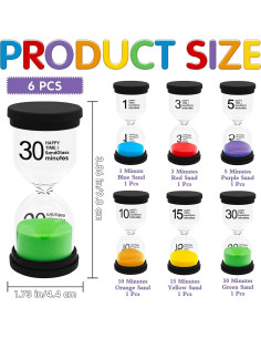Temporizadores de Arena Zddaoole 6 Pcs 1-30 Minutos Coloridos 2