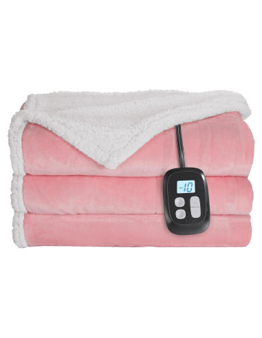 Manta Eléctrica Calentada LaffyLo 183x213cm Rosa Suave