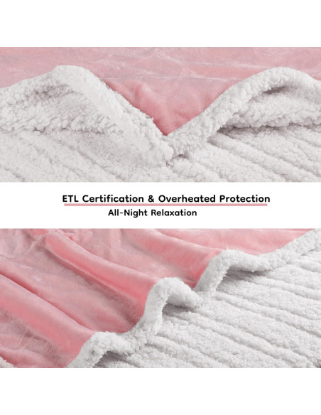 Manta Eléctrica Calentada LaffyLo 183x213cm Rosa Suave