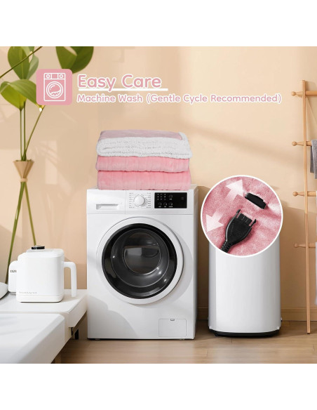 Manta Eléctrica Calentada LaffyLo 183x213cm Rosa Suave