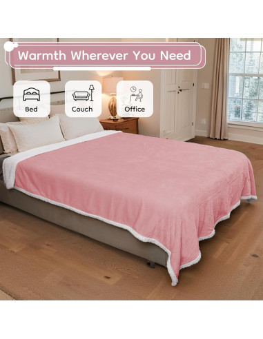 Manta Eléctrica Calentada LaffyLo 183x213cm Rosa Suave