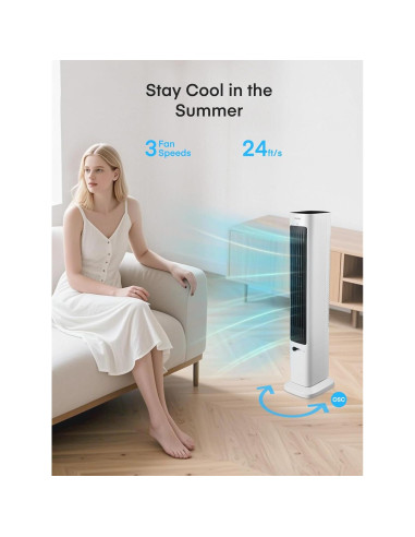 Ventilador de Torre y Calefactor FOHERE 1500W Oscilante 96.3cm