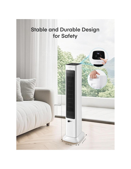 Ventilador de Torre y Calefactor FOHERE 1500W Oscilante 96.3cm Ventilador de Torre y Calefactor FOHERE 1500W Oscilante 96.3cm