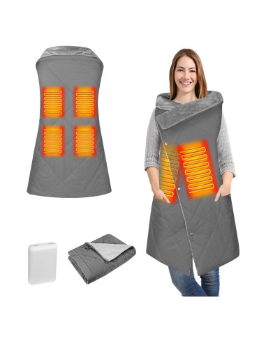 Manta Calentada Eléctrica Diweez Gris 10000mAh 3 Niveles