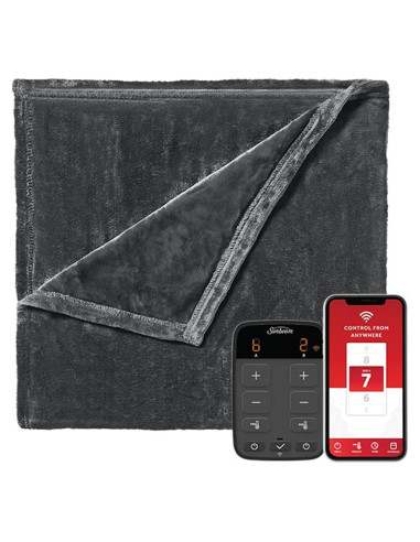 Manta Térmica Eléctrica Sunbeam Rey WiFi Terciopelo Doble Temperatura