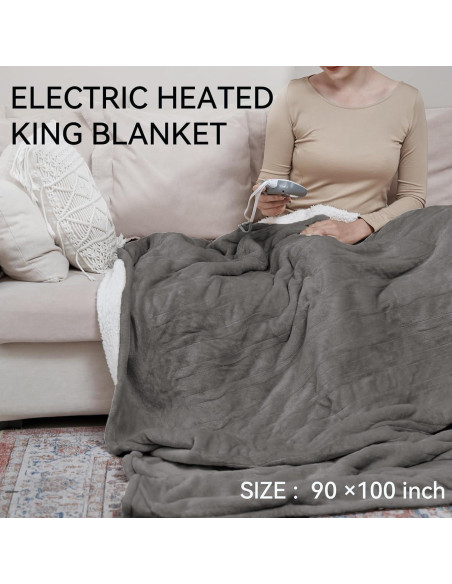 Manta Eléctrica King SoLafeel 254x229cm 10 Niveles Calor Gris