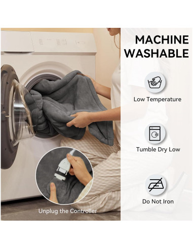 Manta Eléctrica King SoLafeel 254x229cm 10 Niveles Calor Gris