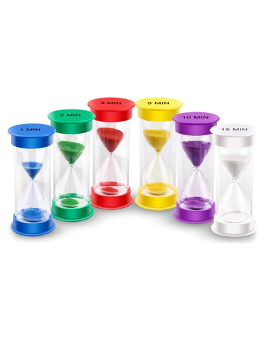 Temporizador de Arena EMDMAK Colorido 6 Piezas 1-15 Minutos