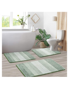 Juego de Alfombrillas de Baño Kmson 3 Pcs Antideslizante Verde