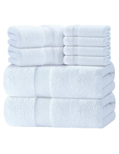 Juego de Toallas de Baño White Classic 8 Piezas 100% Algodón
