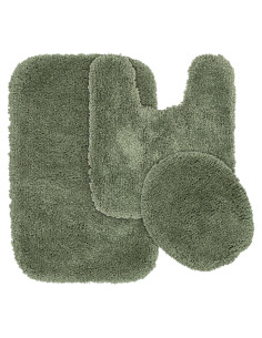 Conjunto 3 Piezas Alfombra de Baño Shaggy Garland Rug Verde