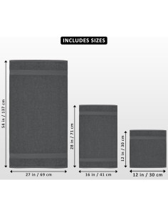Juego de Toallas Utopia 8 Piezas 100% Algodón Gris 600 GSM 2