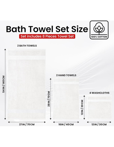 Conjunto de Toallas de Baño Infinitee Xclusives 8 Piezas Algodón