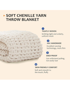 Manta de punto grueso L'AGRATY 100% Chenilla 127x152 cm 2