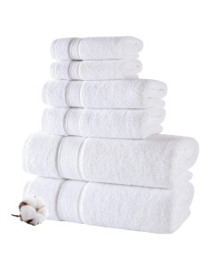 Juego de Toallas de Lujo NOVA - 6 Piezas Algodón Turco Blanco