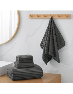 Juego de Toallas de Baño Extra Grande NALIVO 6 Piezas Gris 2