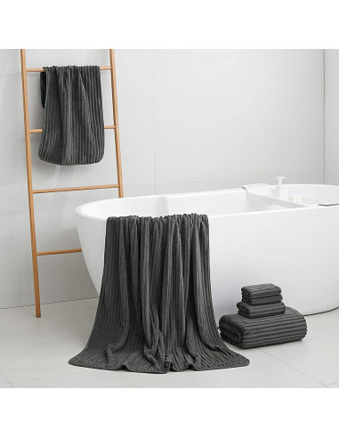 Juego de Toallas de Baño Extra Grande NALIVO 6 Piezas Gris